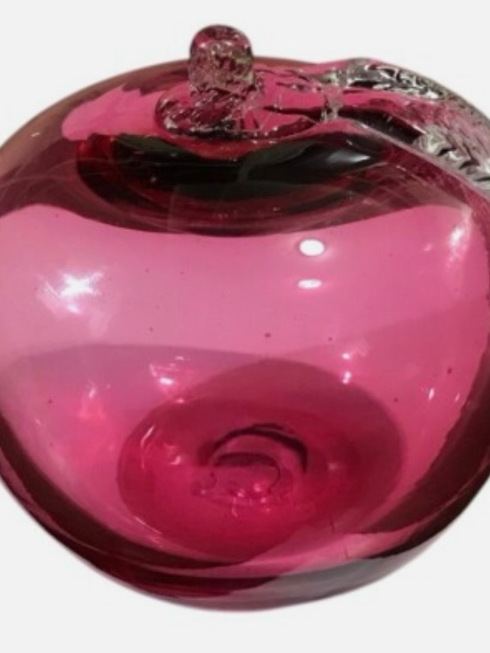 🍎 Vintage Cranberry Glass Apple Paperweight 🍎